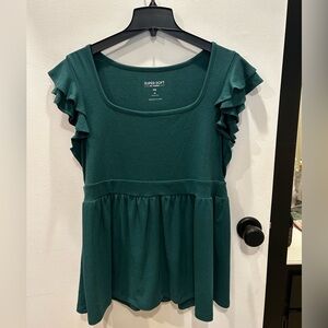 Torrid Teal Ruffle Sleeve Blouse